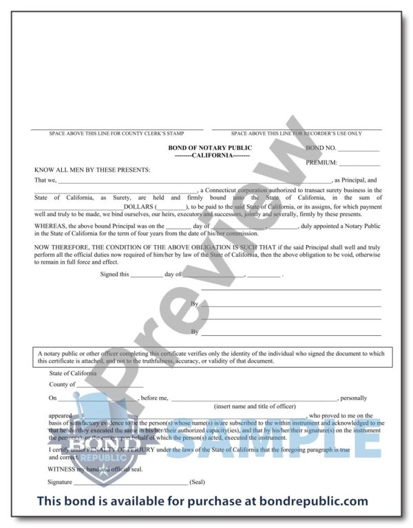 $15,000 California Notary Public Bond