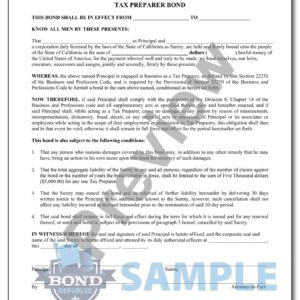 $5,000 California Tax Preparer Bond