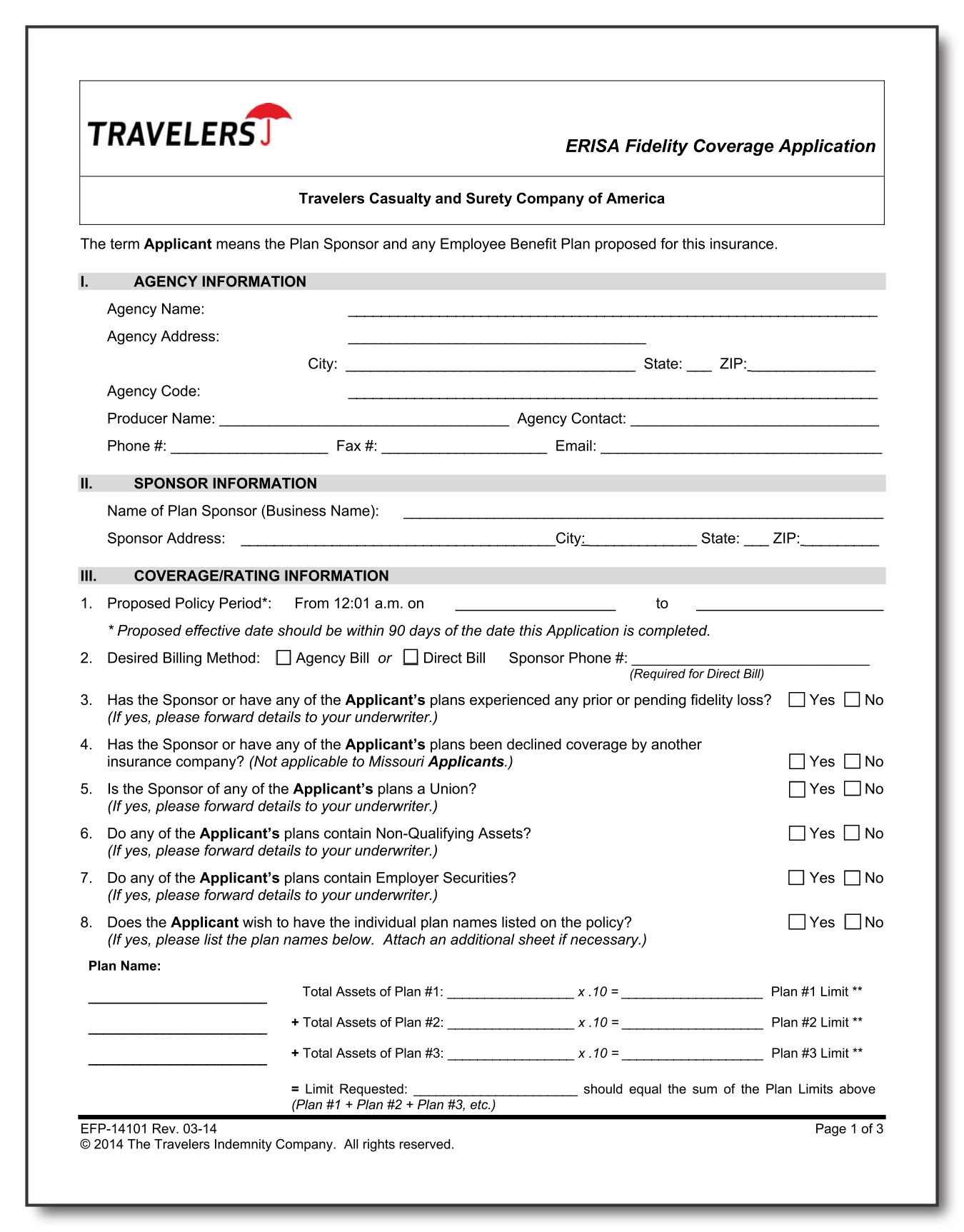 ERISA Fidelity Bond Application Bond Republic