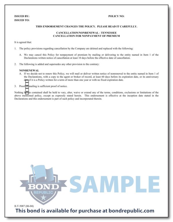 Tennessee Notary Bond - Travelers - P4