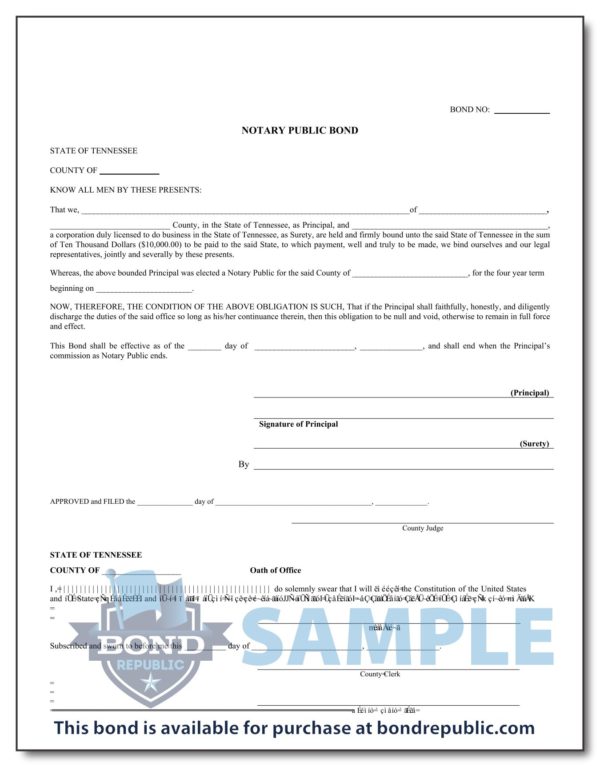 Tennessee Notary Bond Tennessee Notary Bond - Travelers
