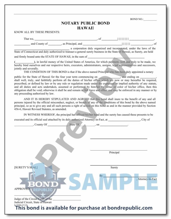 Hawaii notary bond