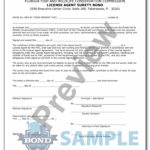 Florida Hunting and Fishing License Agent Bond