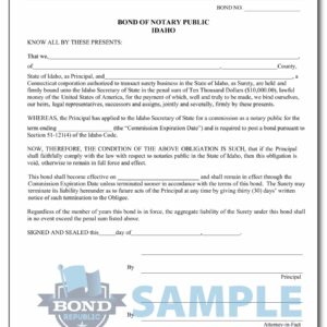 idaho notary bond