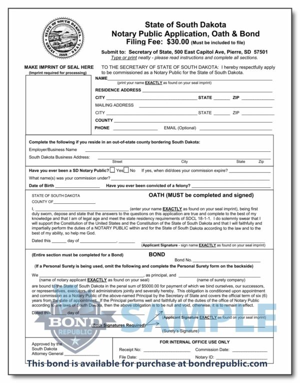 south dakota notary bond