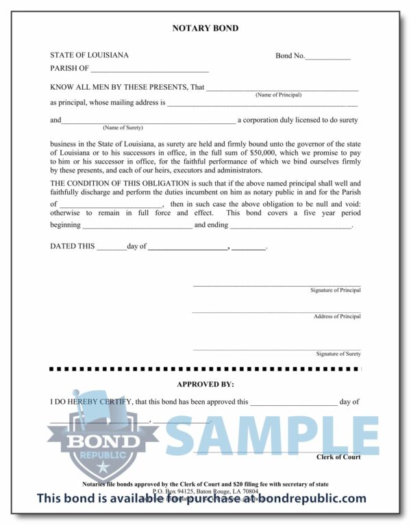 Louisiana Notary Bond