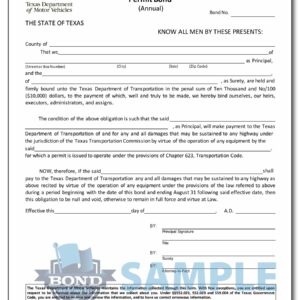 Texas Superheavy or Oversize Permit Bond